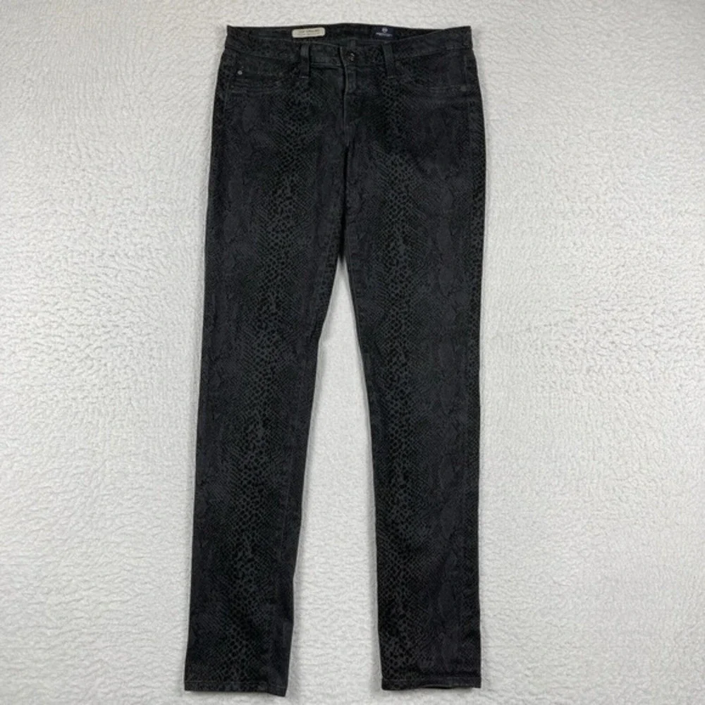 AG Adriano Goldschmied Jeans Womens 28 Black Snake Skin The Legging Super Skinny
